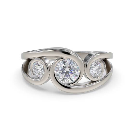 1.25ct Modern Round Diamond Bubble Trilogy Dress Ring