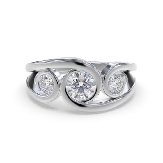 1.25ct Modern Round Diamond Bubble Trilogy Dress Ring