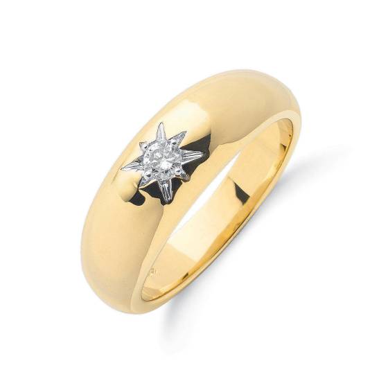 9k Yellow Gold 0.15ct Single Stone Diamond Band