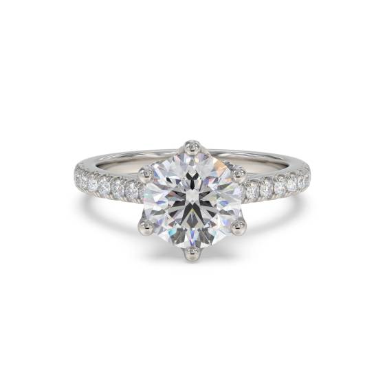 3.25ct VS1/F Round Cut Labgrown Diamond Shoulder Set Ring