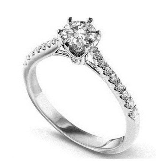 1.21ct VVS2/D Lab Grown Round Diamond Shoulder Set Ring in 18k White Gold