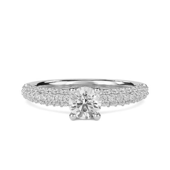 0.76ct SI1/D Round Cut Natural Diamond Triple Shoulder Set Ring