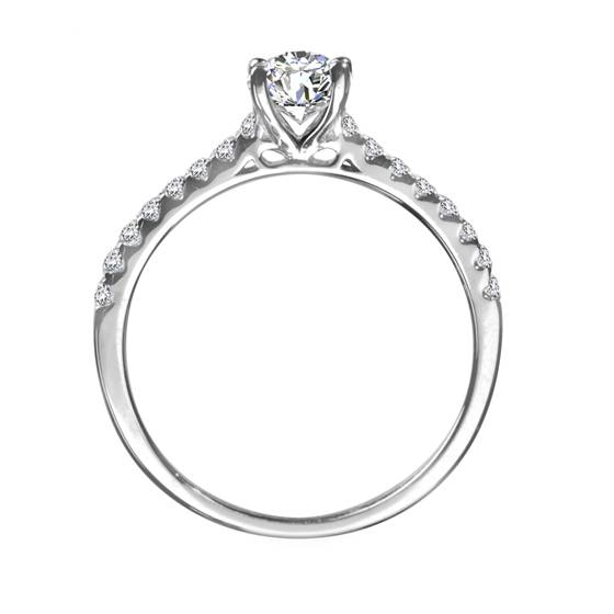 1.13ct VVS2/D Lab Grown Round Diamond Shoulder Set Ring in 18k White Gold