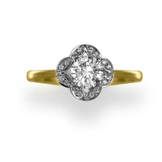 1.11ct VVS2/D Lab Grown Round Diamond Cluster Ring in 18k Yellow Gold