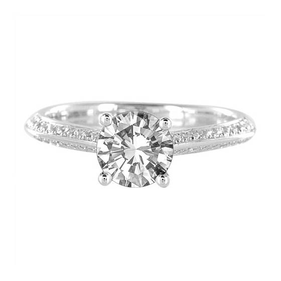 1.30ct VVS2/D Lab Grown Round Diamond Shoulder Set Ring in Platinum