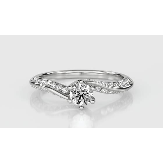 1.34ct VVS2/D Lab Grown Round Diamond Shoulder Set Ring in 18k White Gold