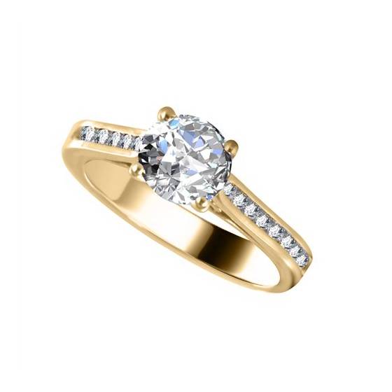 1.25ct VVS1/D Lab Grown Round Diamond Shoulder Set Ring in 18k Yellow Gold