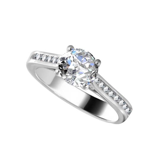 1.34ct VVS2/D Lab Grown Round Diamond Shoulder Set Ring in Platinum