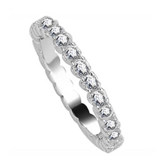 0.52ct VS/E-F Round Cut Natural Diamond Half Eternity Ring