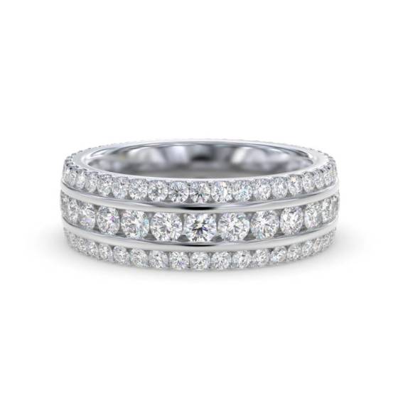 2.00ct VS/E-F Round Cut Natural Diamond Prong Set Full Eternity Ring