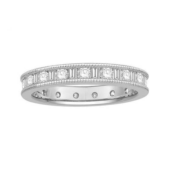 1.05ct VS/E-F Round Cut Natural Diamond Full Channel Eternity Ring