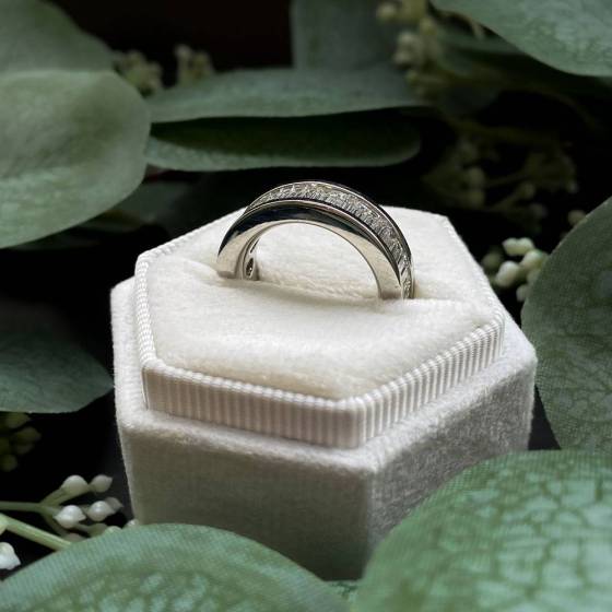 3.00ct VS/E-F Baguette Cut Natural Diamond Half Channel Eternity Ring