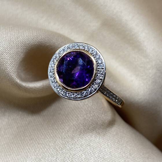 2.10ct VS/F Round Cut Blue Sapphire Gemstone Halo Shoulder Set Ring