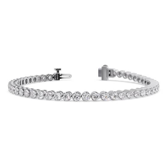 2.15ct SI2/F Round Cut Natural Diamond 7.5Inches Tennis Bracelet