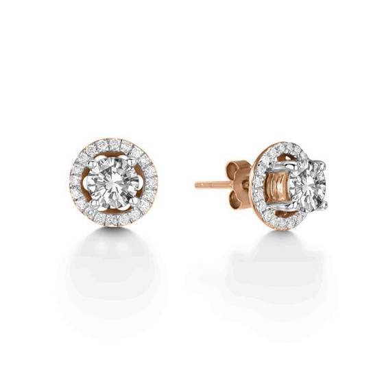 Round Diamond Single Halo Earrings