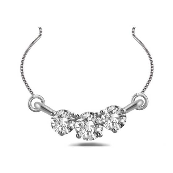 1.50ct I1/F-G Round Cut Natural Diamond Trilogy Pendant