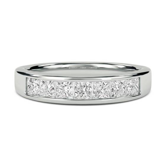 0.35ct I1/G Princess Cut Natural Diamond Channel Set Wedding Ring