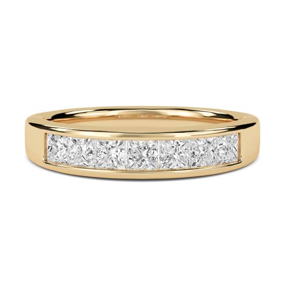 0.50ct IF/D Princess Cut Natural Diamond Channel Set Half Eternity Ring