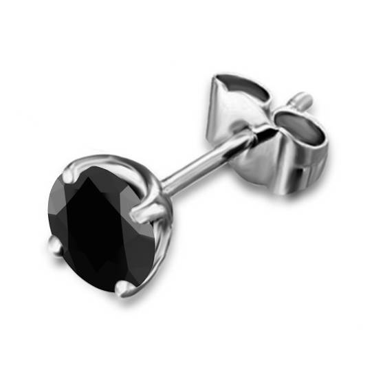 0.70ct Round Cut Black Diamond Single Stud Earring