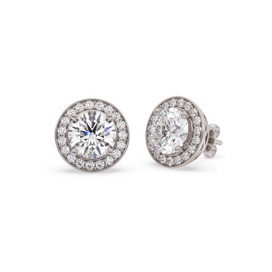 Elegant Round Diamond Single Halo Earrings