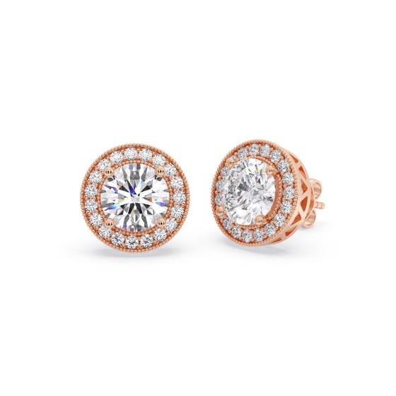 Round Diamond Single Halo Earrings