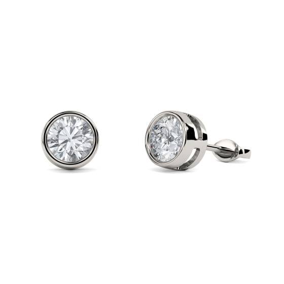1.02ct VS/H-I Round Natural Diamond Bezel Set Designer Earrings