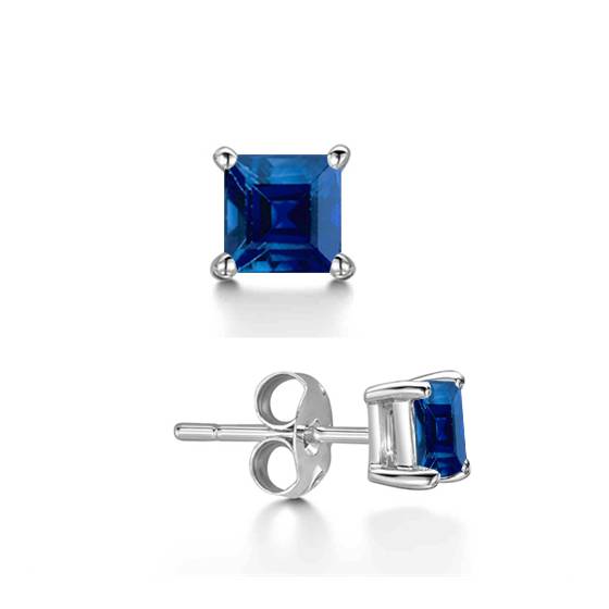 Mens Blue Sapphire Gemstone Single Stud Earring