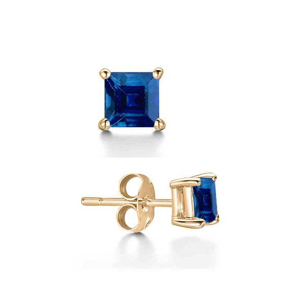 Mens Blue Sapphire Gemstone Single Stud Earring