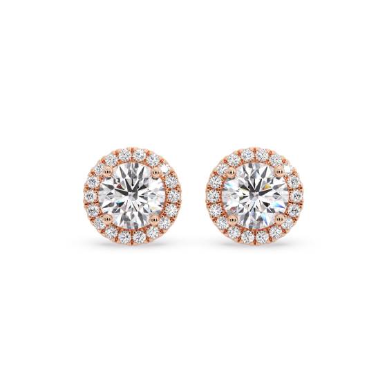 Round Diamond Single Halo Earrings