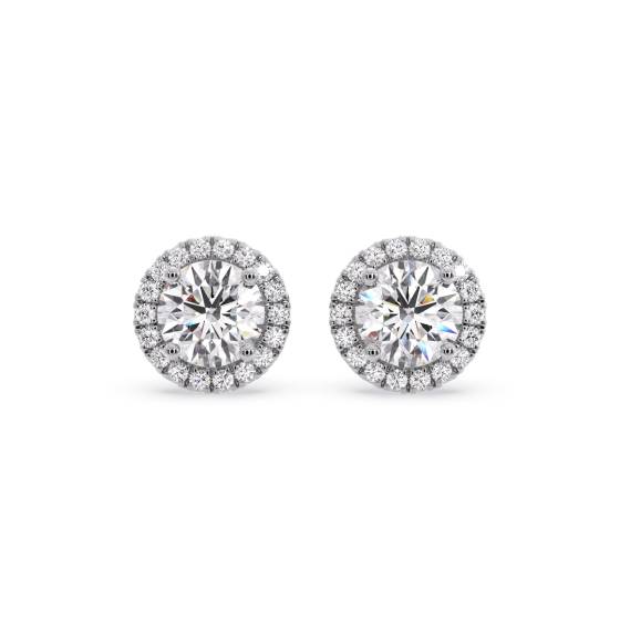 Round Diamond Single Halo Earrings