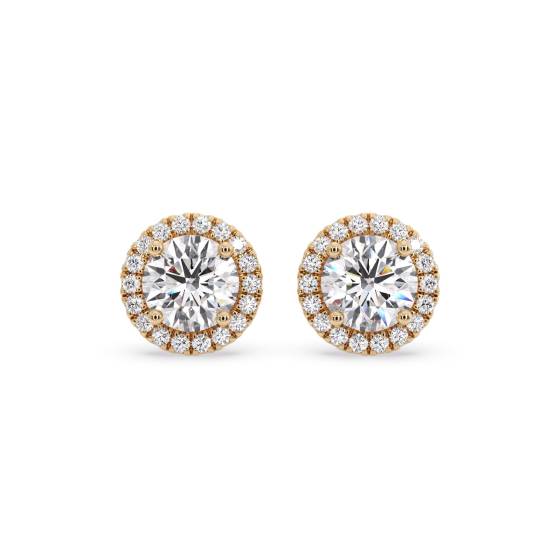 Round Diamond Single Halo Earrings
