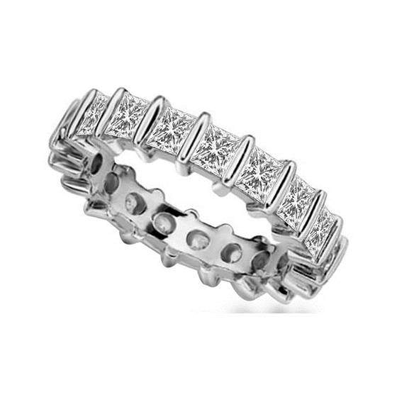 0.75ct VS/F-G Princess Cut Natural Diamond Claw Set Full Eternity Ring
