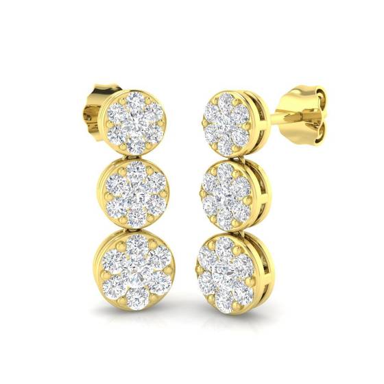 1.01ct VVS/E-F Round Cut Lab Grown Diamond Drop Cluster Earring