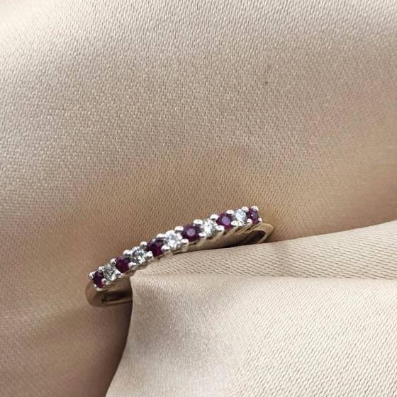 0.11ct VS/G-H Round Cut Pink Sapphire Gemstone Eternity Ring