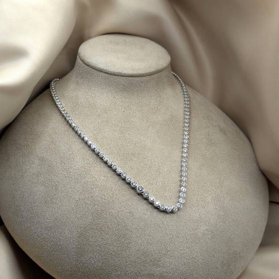 7.58ct SI/G Round Cut Natural Diamond Tennis Necklace