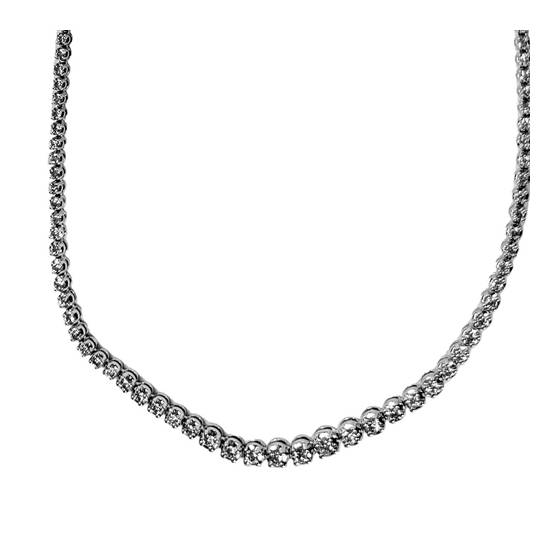 3.18ct VS/H-I Natural Round Diamond Tennis Necklace in 9k White Gold