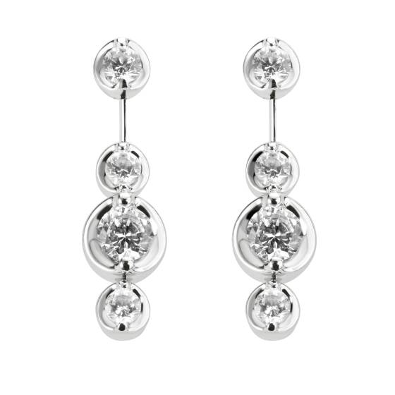 1.00ct VVS/E-F Natural Round Diamond Earrings in 18k White Gold