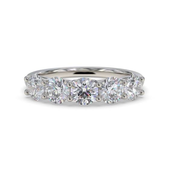 1.25ct SI2/F Round Cut Natural Diamond 5 Stone Ring