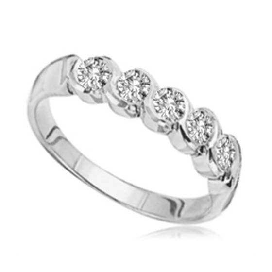 1.00ct VVS2/D Round Cut Lab Grown Diamond 5 Stone Ring