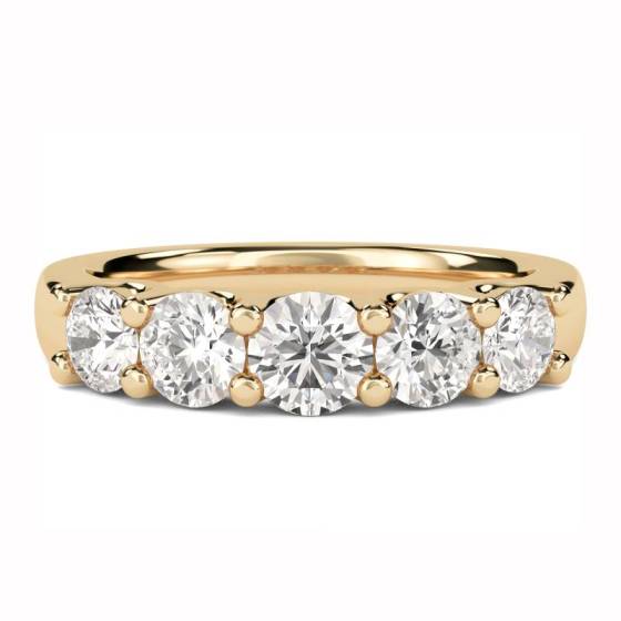 5.00ct VVS2/E Round Cut Labgrown 5 Stone Ring