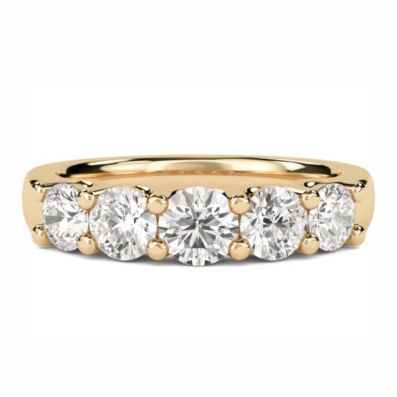 1.00ct VVS2/E Round Cut Labgrown 5 Stone Ring