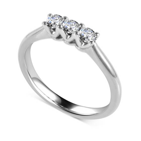 0.75ct VS/E-F Round Cut Natural Diamond Trilogy Ring