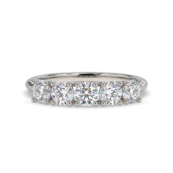 0.50ct VS/E-F Round Cut Natural Diamond 5 Stone Ring