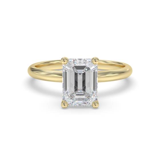 2.19ct VVS2/E Lab Grown Emerald Diamond Solitaire Ring in 18k Yellow Gold