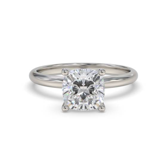 1.55ct VVS2/D Lab Grown Cushion Diamond Solitaire Ring in Platinum