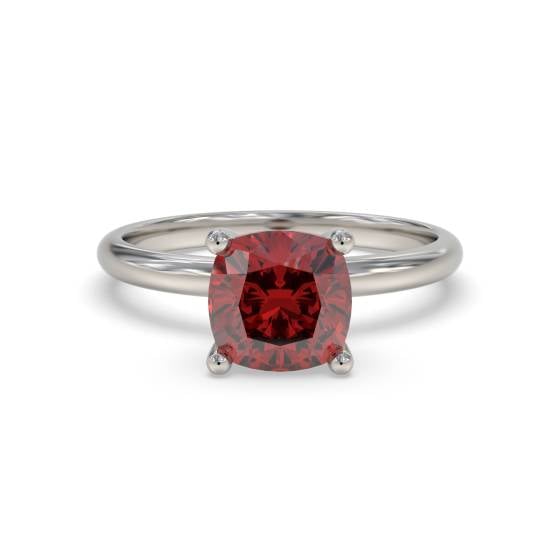 Classic Cushionruby Solitaire Ring