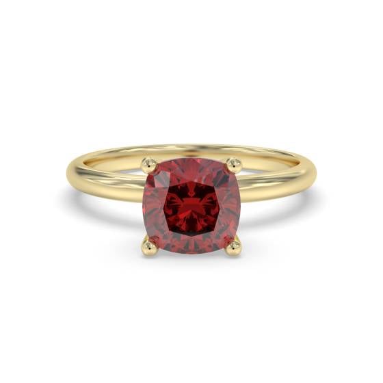 Classic Cushionruby Solitaire Ring
