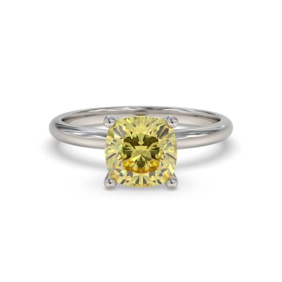 Elegant Fancy Yellow Cushion Diamond Engagement Ring