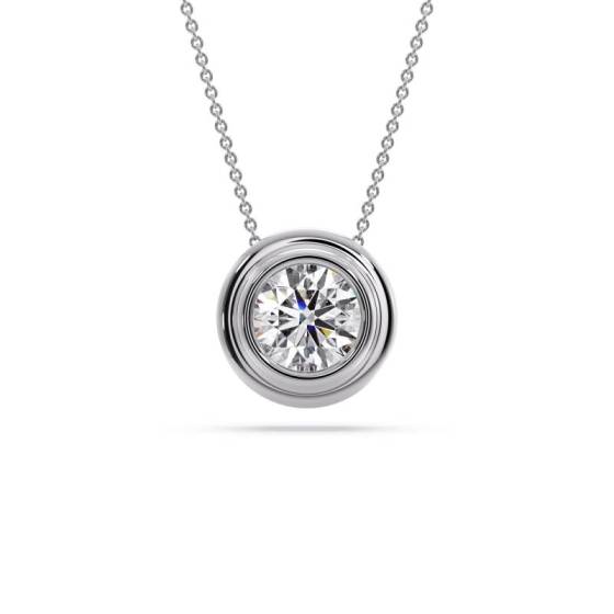 0.30ct SI2/G Round Cut Natural Diamond Bezel Set Pendant and Chain