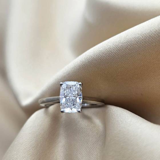 1.48ct VS2/E Elongated Cushion Cut Lab Grown Diamond Solitaire Ring